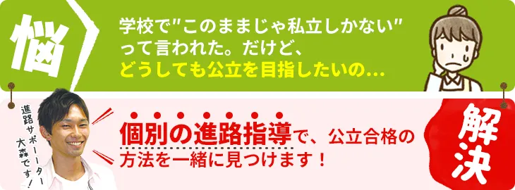 学校で「このままじゃ私立しかない」って言われた。だけどどうしても公立を目指したいの…。