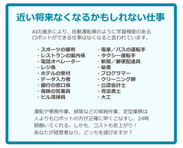 近い将来なくなるかもしれない仕事